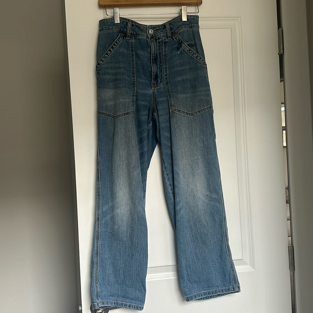 Pilcro Blue Wide-Leg Wanderer High-Waisted Jeans